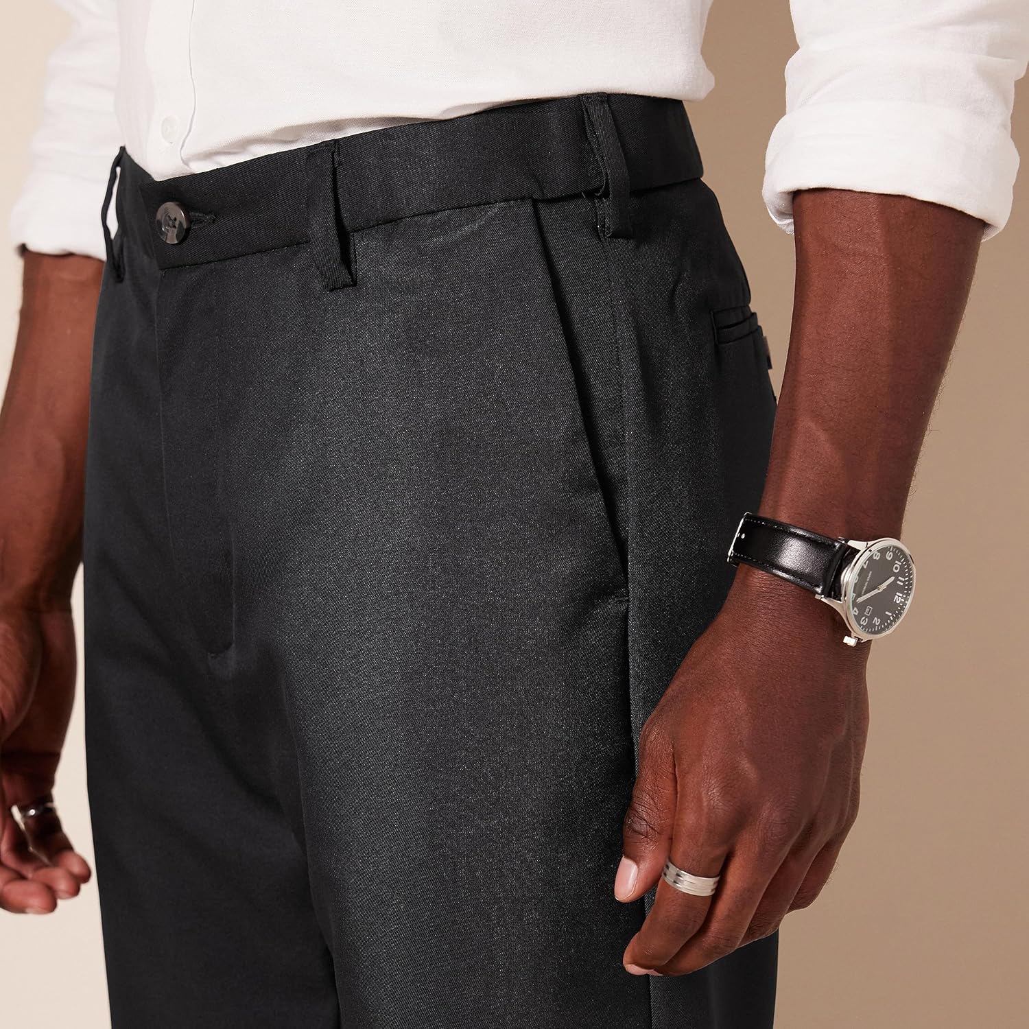 Size 34W 30L Men's Classic-Fit Expandable-Waist Flat-Front Dress Pant